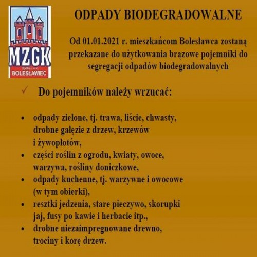 DOSTARCZYMY MIESZKAŃCOM BOLESŁAWCA POJEMNIKI NA BIOODPADY